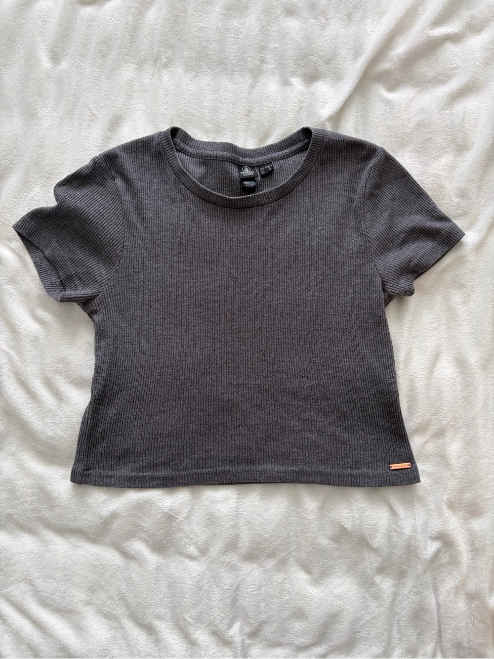 Volcom Grey Ribbed Short-Sleeve Tee π½ - Picture 2 of 6
